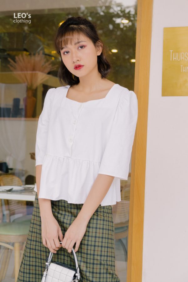 Áo Cổ Vuông Nút Freesize