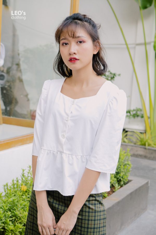 Áo Cổ Vuông Nút Freesize