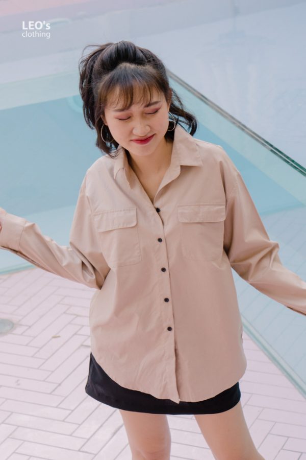 Áo Sơ Mi Hai Túi Đắp Freesize