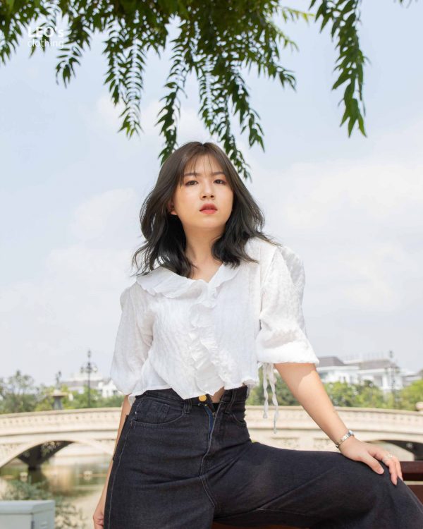 Áo Cổ Tim Bèo Tay Lỡ