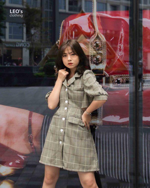 Đầm cổ sơ mi hở lưng LEO's clothing