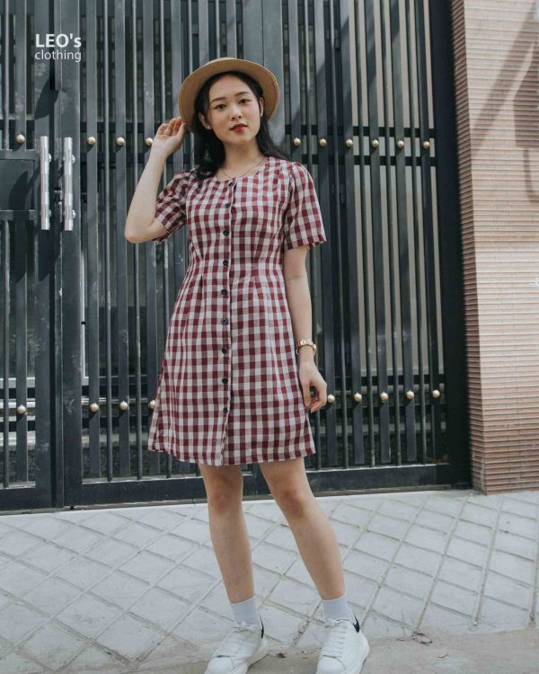 Đầm cổ u cột nơ sau LEO's clothing