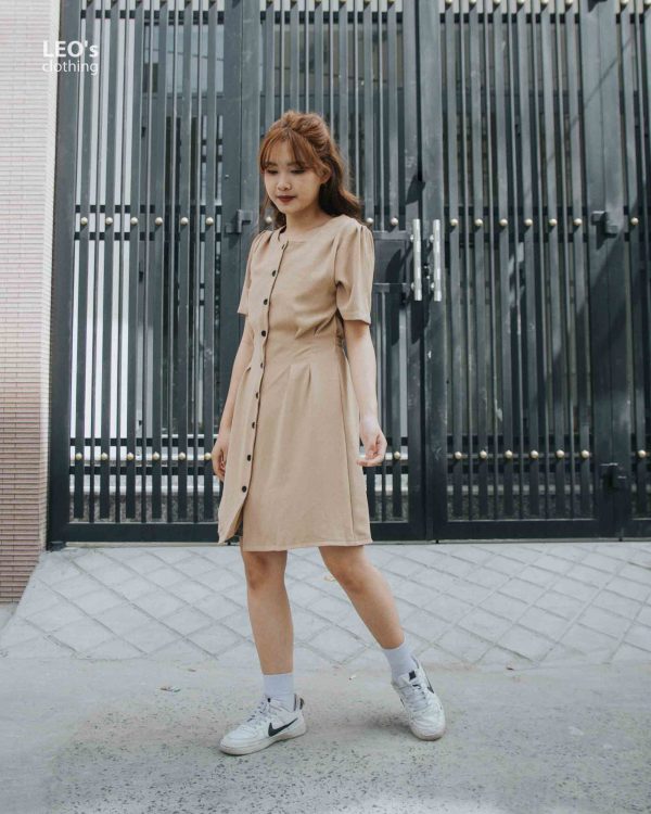 Đầm cổ u cột nơ sau LEO's clothing