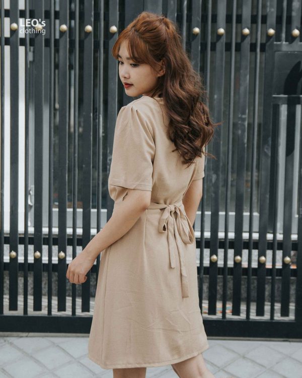 Đầm cổ u cột nơ sau LEO's clothing