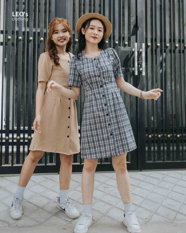 Đầm cổ u cột nơ sau LEO's clothing