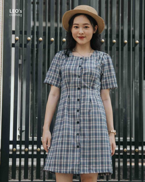 Đầm cổ u cột nơ sau LEO's clothing