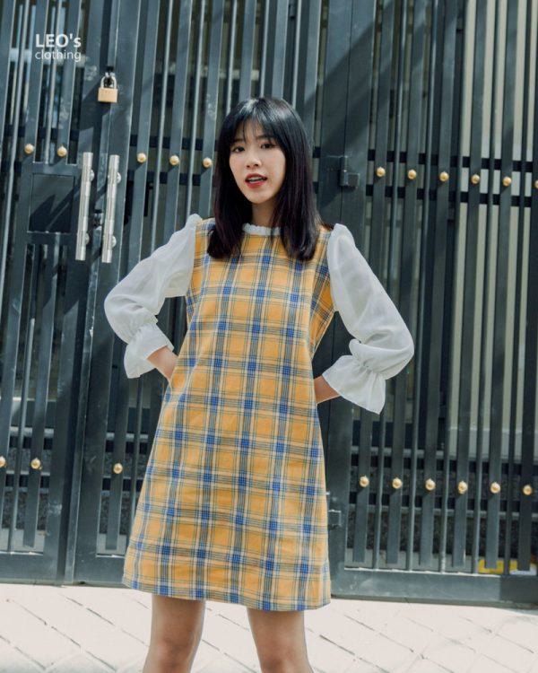 Đầm Suôn Cổ Xếp Ly